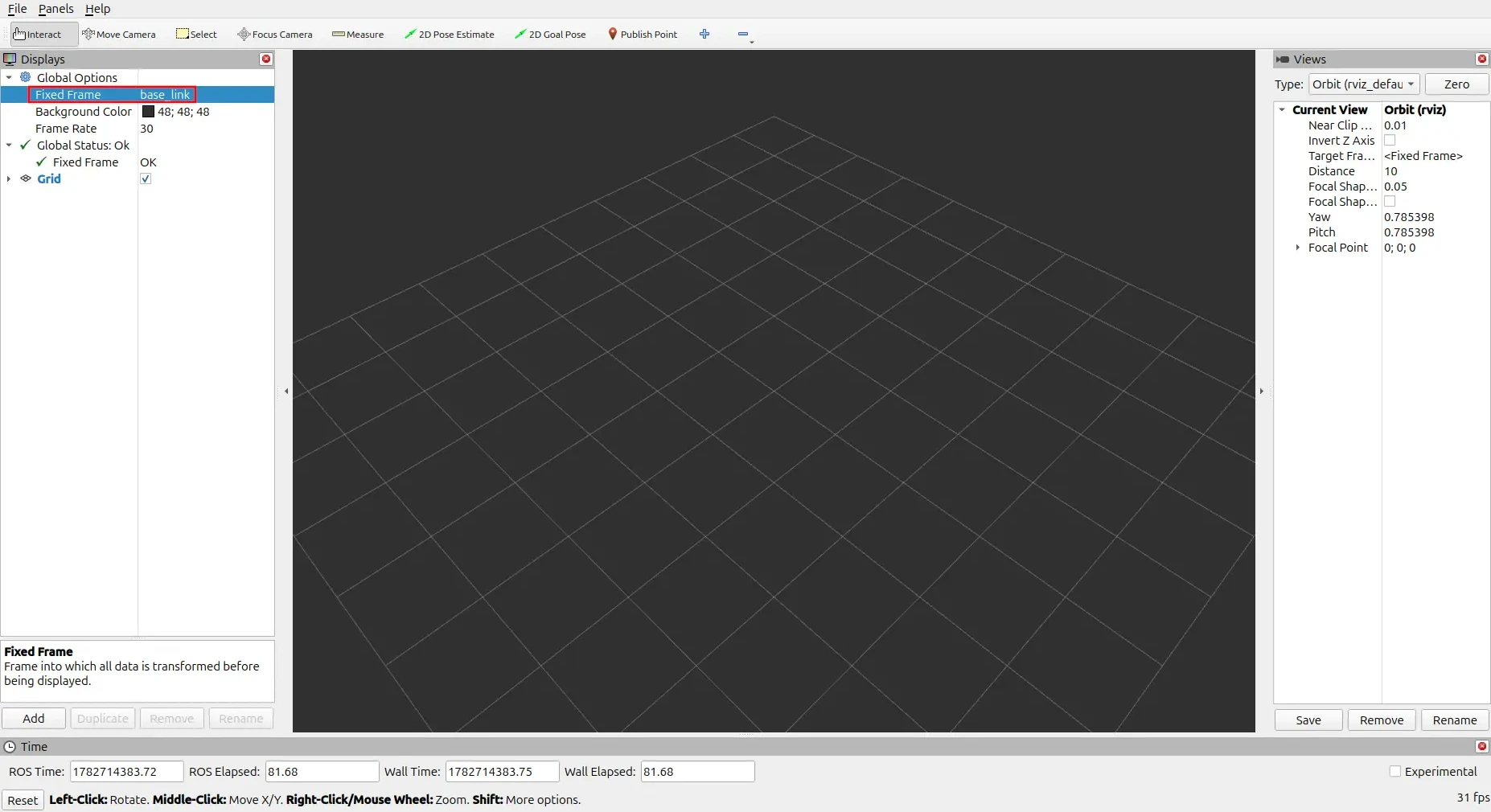 Setting base_link in RViz